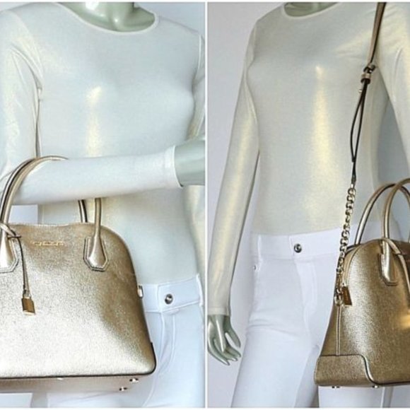 Michael Kors STUDIO Mercer Large  Satchel Gold - Picture 2 of 15